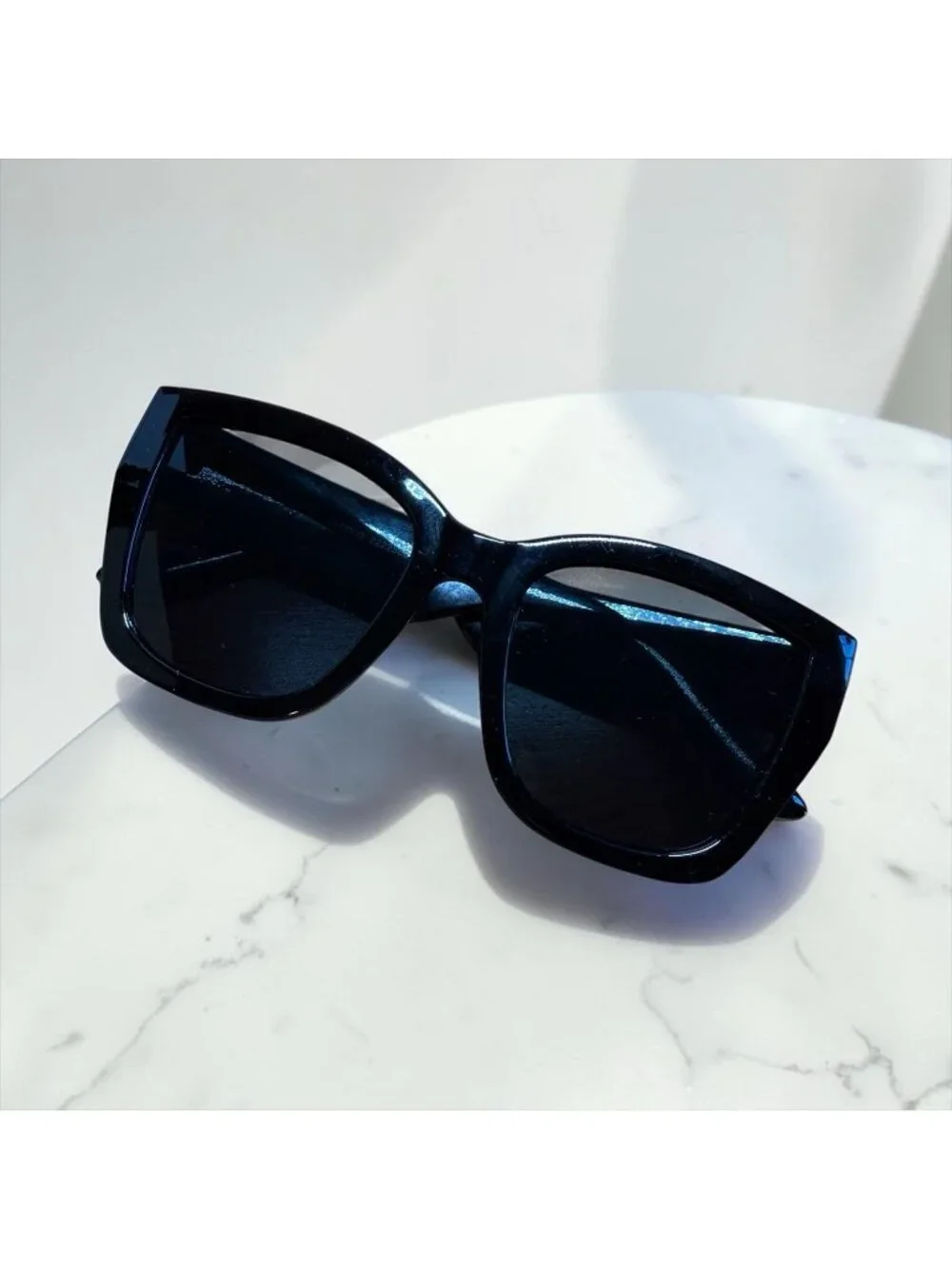 AIRE Oversized Black Square Sunglasses Thick Frame Minimal Chic Designer